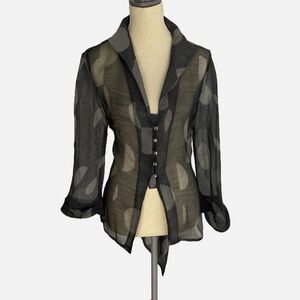 Vintage Milli Hamilton Sheer Jacket Blouse Canada 16 Large Alpaca Silk Wool